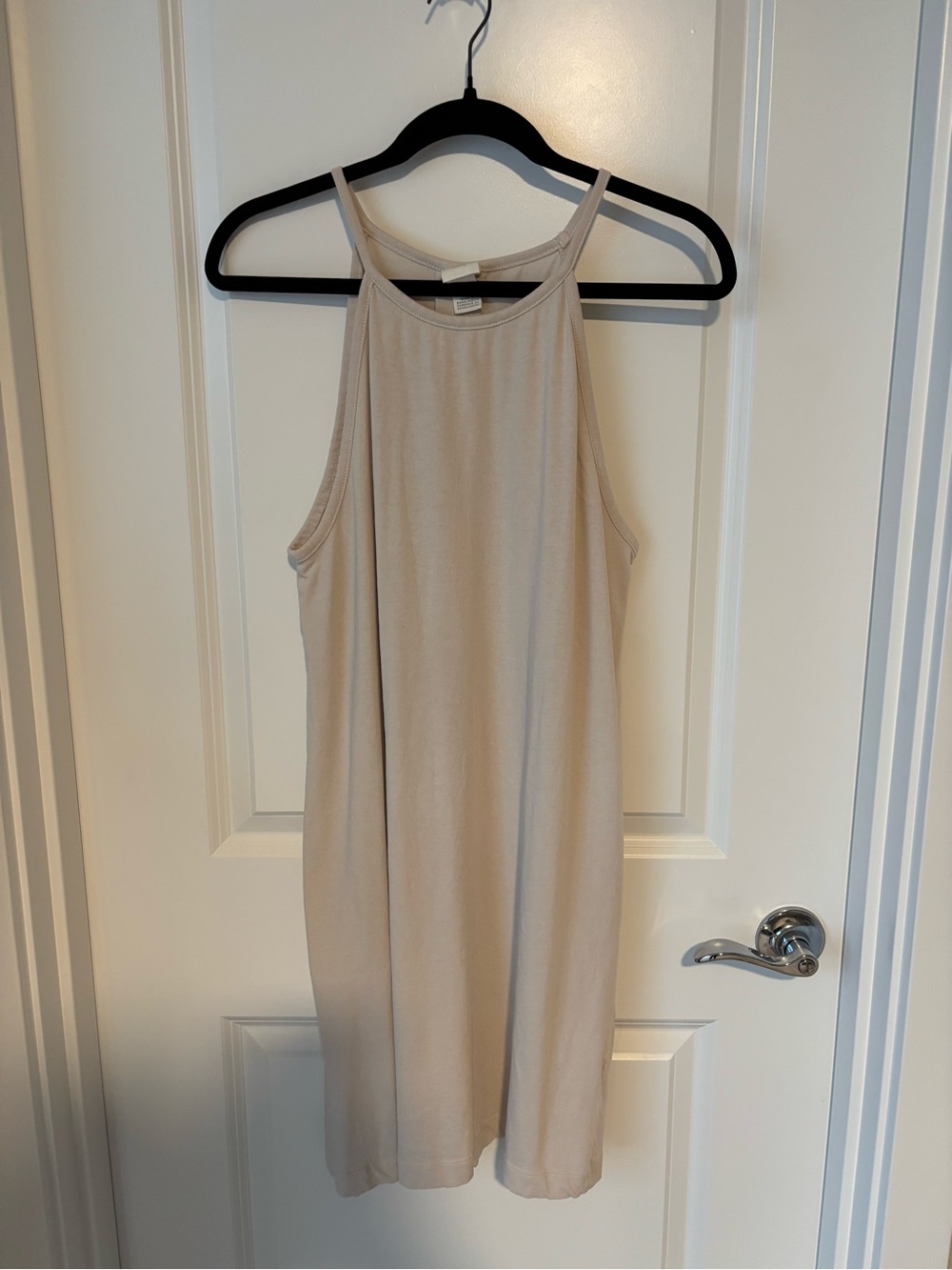 H&M Light Beige High-Neck Mini Dress
